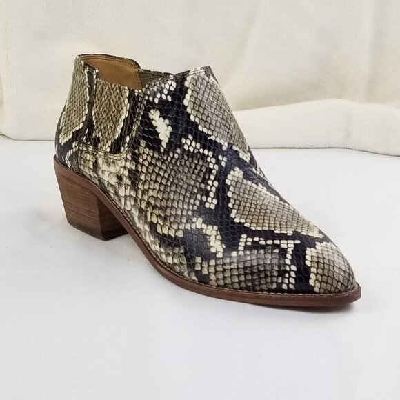 Madewell Low Chelsea Boots Snake Leather Print - Picture 2 of 12